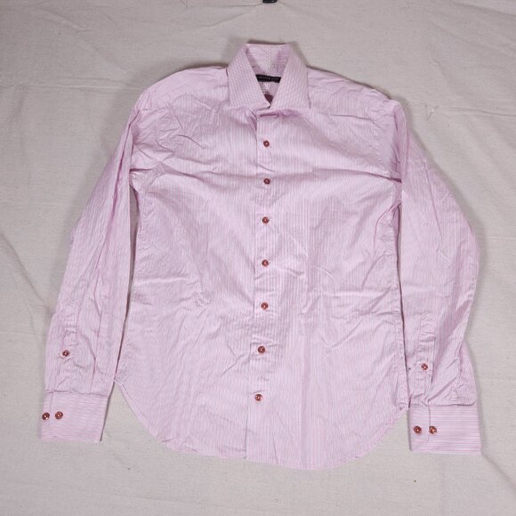 Hammer Made Button Shirt Mens Label 39/15.5 Long Sleeve Striped Pink Business - Picture 1 of 14